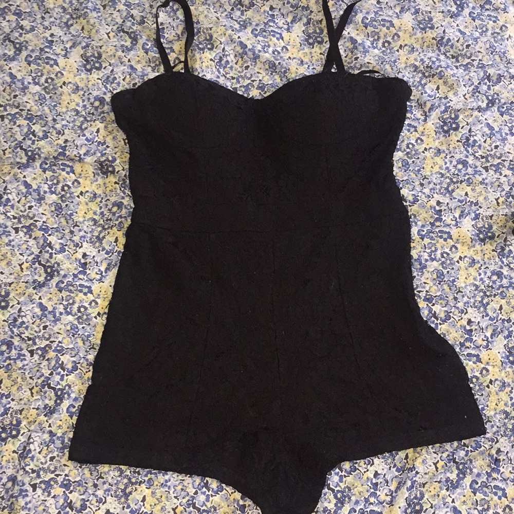 Forever 21 Exclusive Black lace Romper/Bodysuit